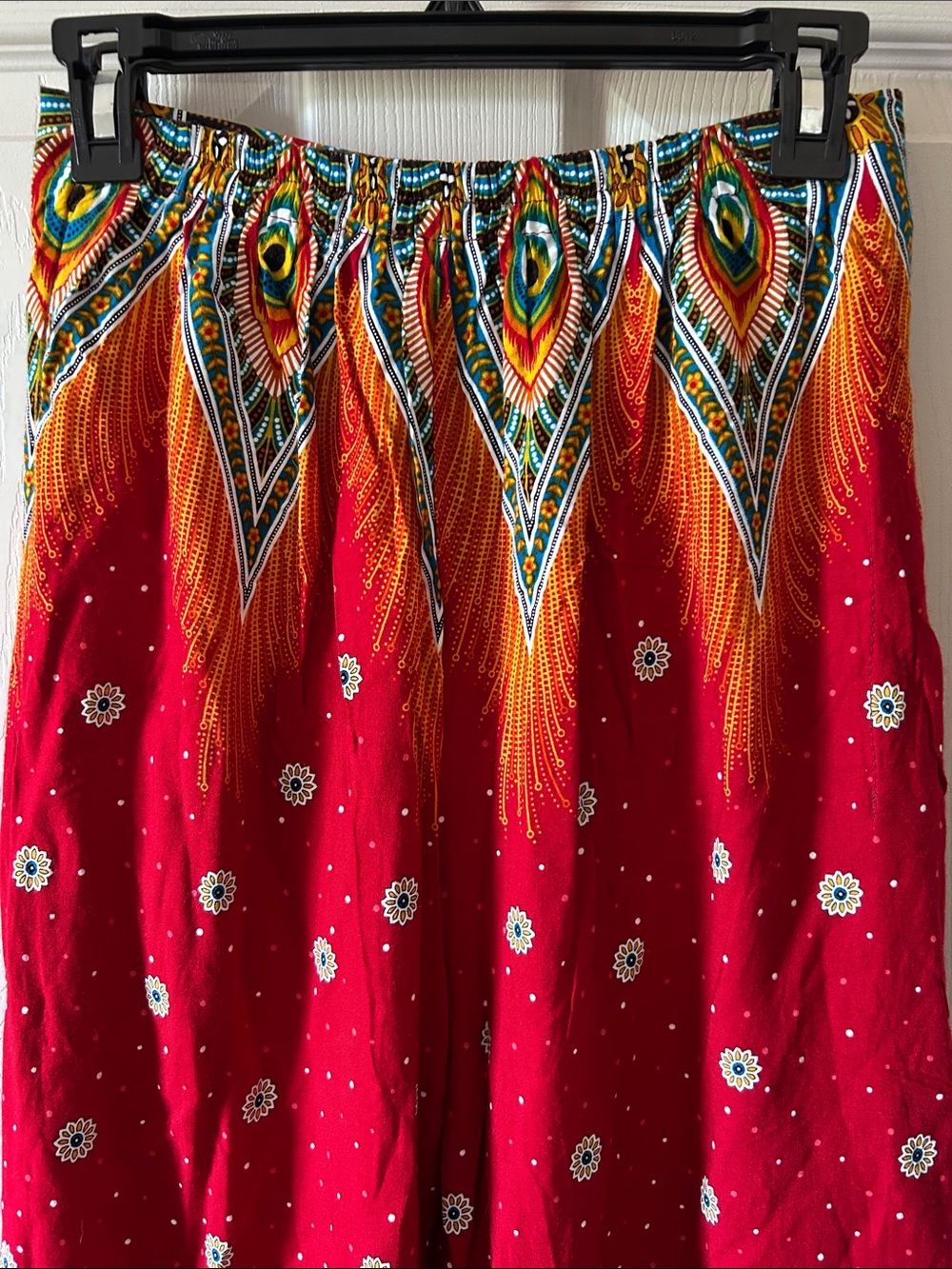 Peacock Abstract Flowy Y2K Wide Open Leg Tie Waist Boho Culotte Pants Sz Small - Picture 12 of 13